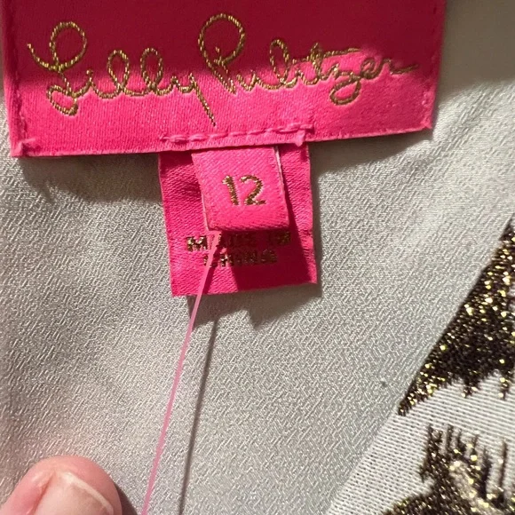 SOLD.  NWT Lilly Pulitzer Calyssa Dress Gold Metallic Leopard Jacquard | 12 - Picture 6 of 12